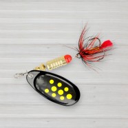 Блешня обертова ZEOX Dominator № 3, 6г, колір 011 Black-Yellow Dot